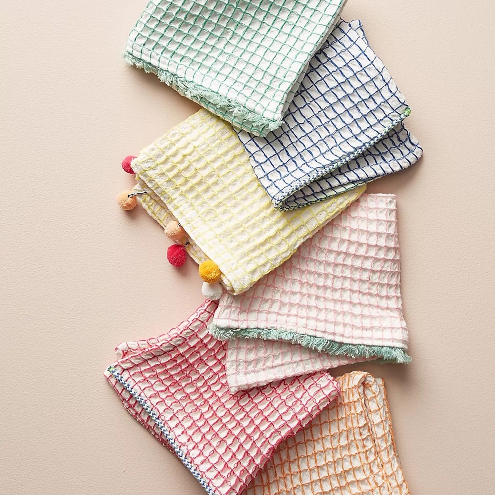 Anthropologie Colorful Pom-Pom Dish Cloth Set